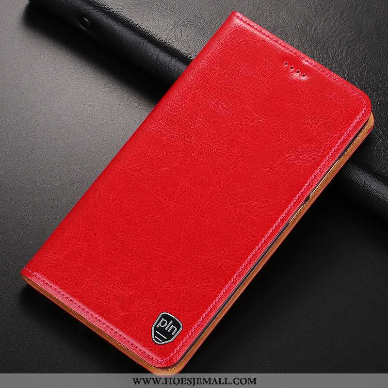 Hoes Samsung Galaxy Note 10 Patroon Bescherming Rood Leren Hoesje Folio