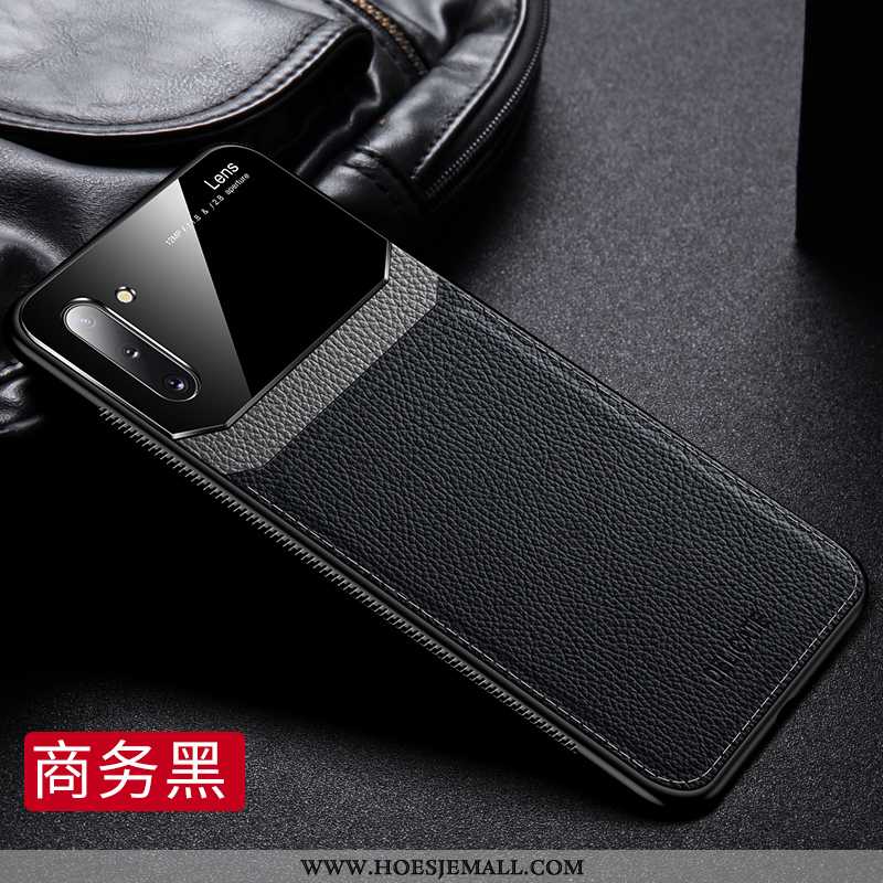 Hoes Samsung Galaxy Note 10 Patroon Super Echt Leer Schrobben Anti-fall Doek Bescherming Zwarte