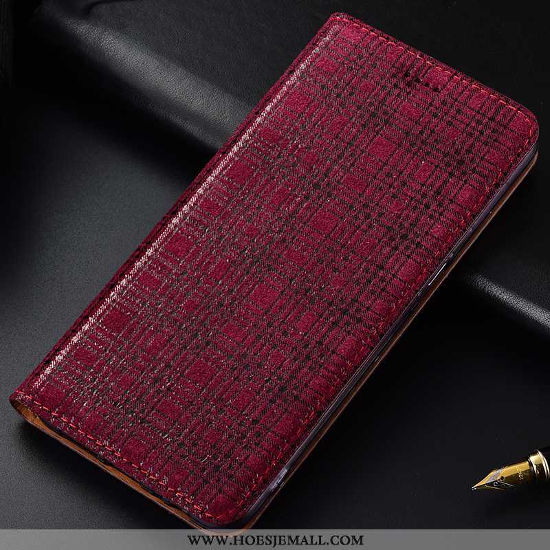 Hoesje Samsung Galaxy Note 10 Bescherming Leren Fluweel Hoes Rood Ster Anti-fall