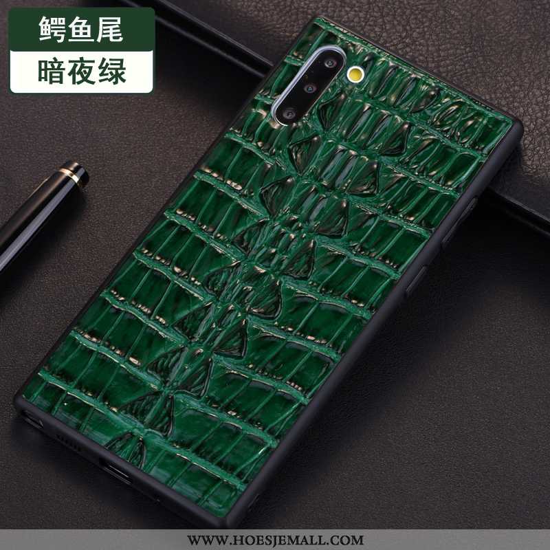 Hoesje Samsung Galaxy Note 10 Bescherming Leren Patroon Krokodil Ster Anti-fall Groen