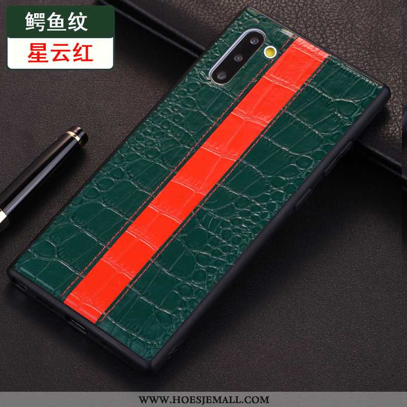 Hoesje Samsung Galaxy Note 10 Bescherming Leren Patroon Krokodil Ster Anti-fall Groen