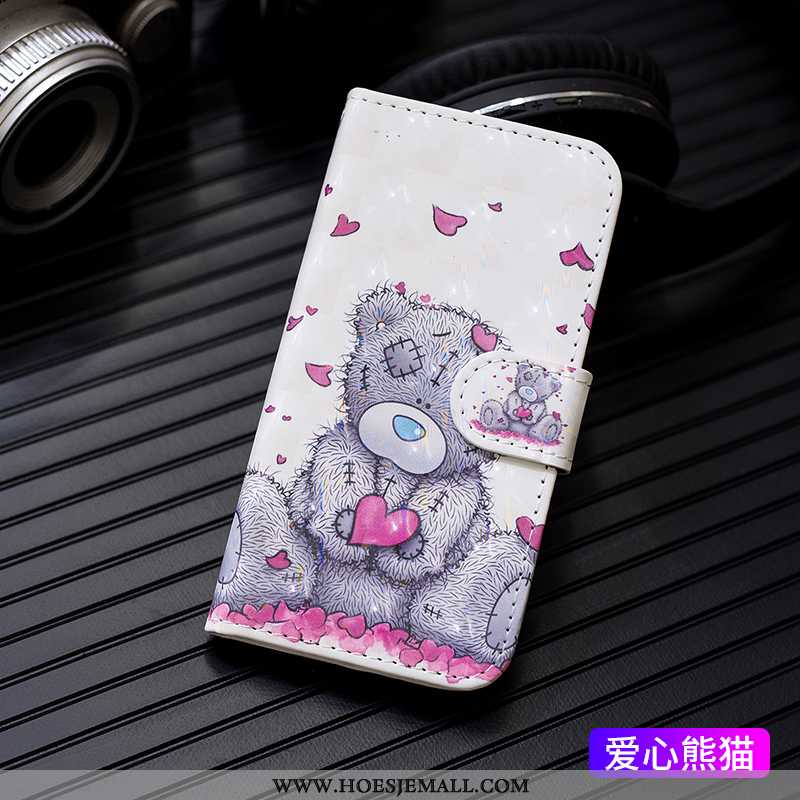 Hoesje Samsung Galaxy Note 10 Leren Spotprent Bescherming Hemming Kaart Anti-fall Hoes Witte