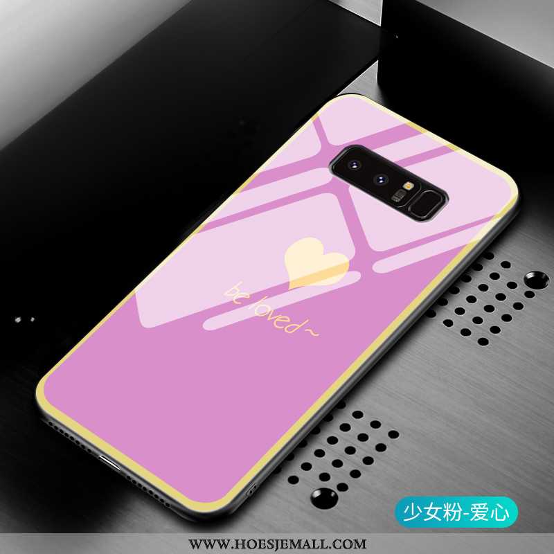 Hoesje Samsung Galaxy Note 8 Glas Mode Anti-fall Lovers Bescherming Mobiele Telefoon Grijs Roze