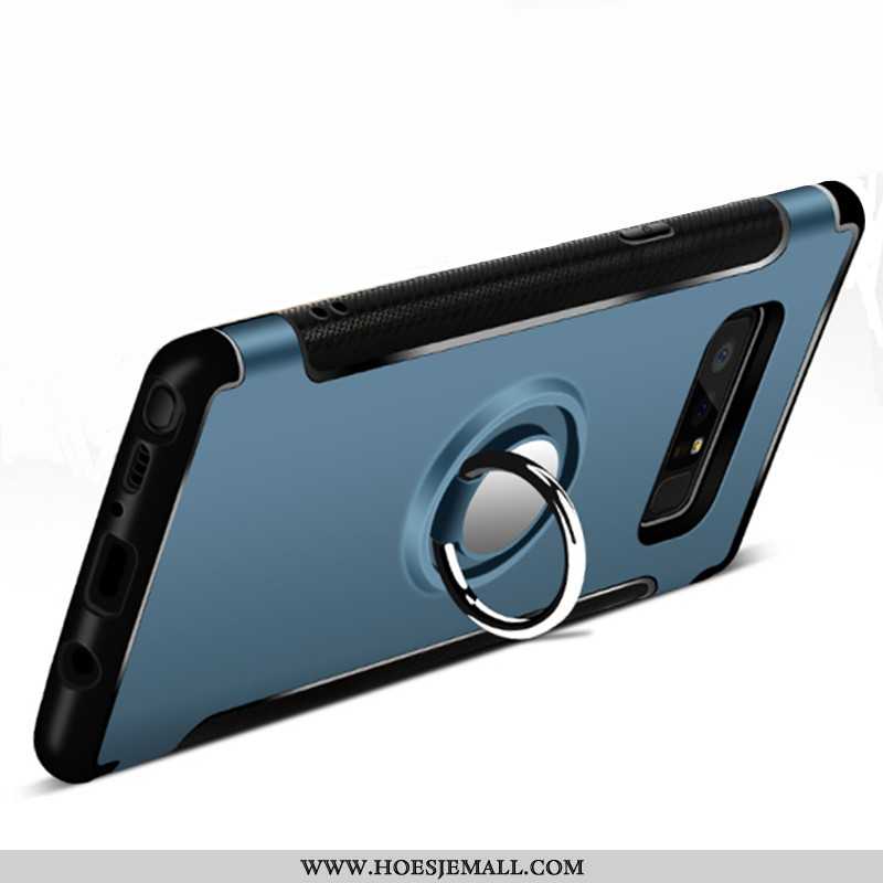Hoesje Samsung Galaxy Note 8 Bescherming Donkerblauw Mobiele Telefoon Auto Ring Hoes Ster Donkerblau