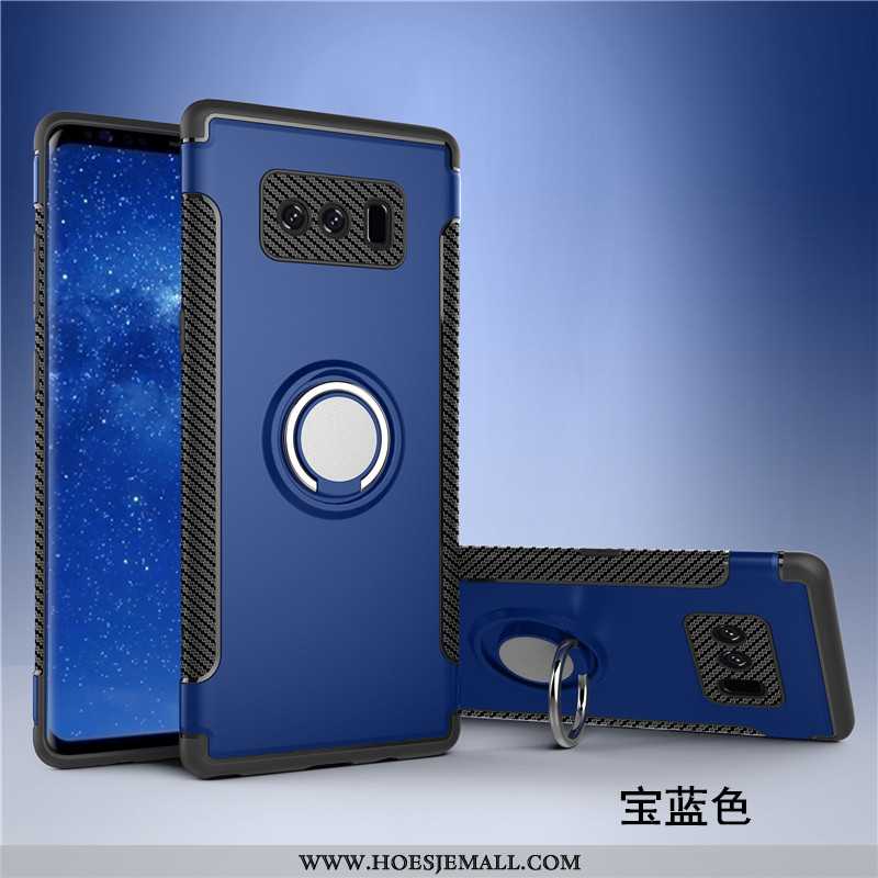 Hoesje Samsung Galaxy Note 8 Bescherming Donkerblauw Mobiele Telefoon Auto Ring Hoes Ster Donkerblau