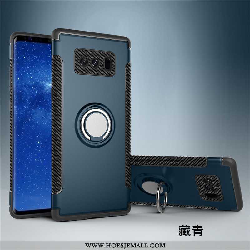 Hoesje Samsung Galaxy Note 8 Bescherming Donkerblauw Mobiele Telefoon Auto Ring Hoes Ster Donkerblau