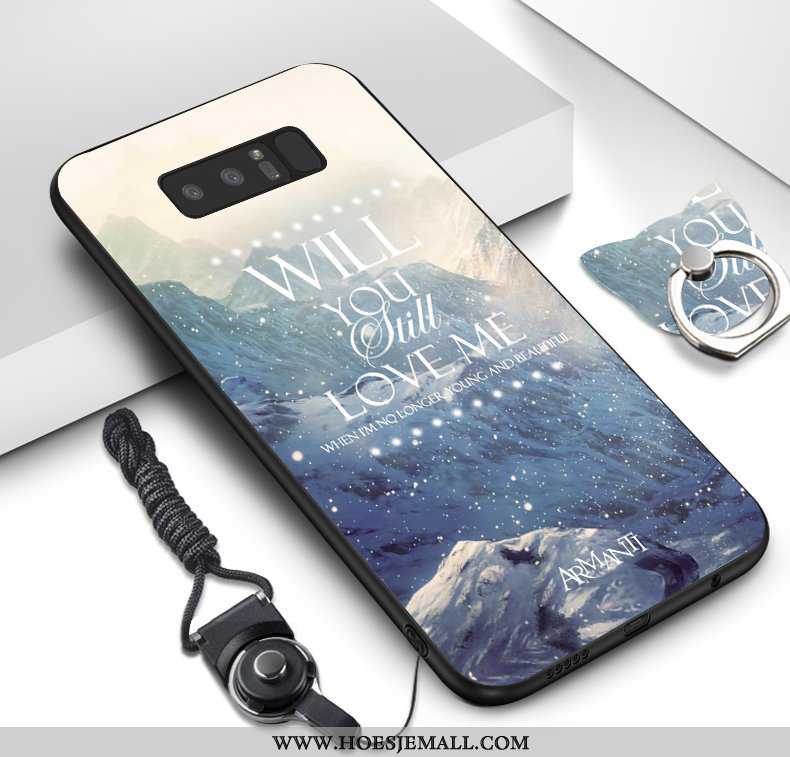 Hoesje Samsung Galaxy Note 8 Zacht Siliconen Ondersteuning Hanger Spotprent Mobiele Telefoon Groen