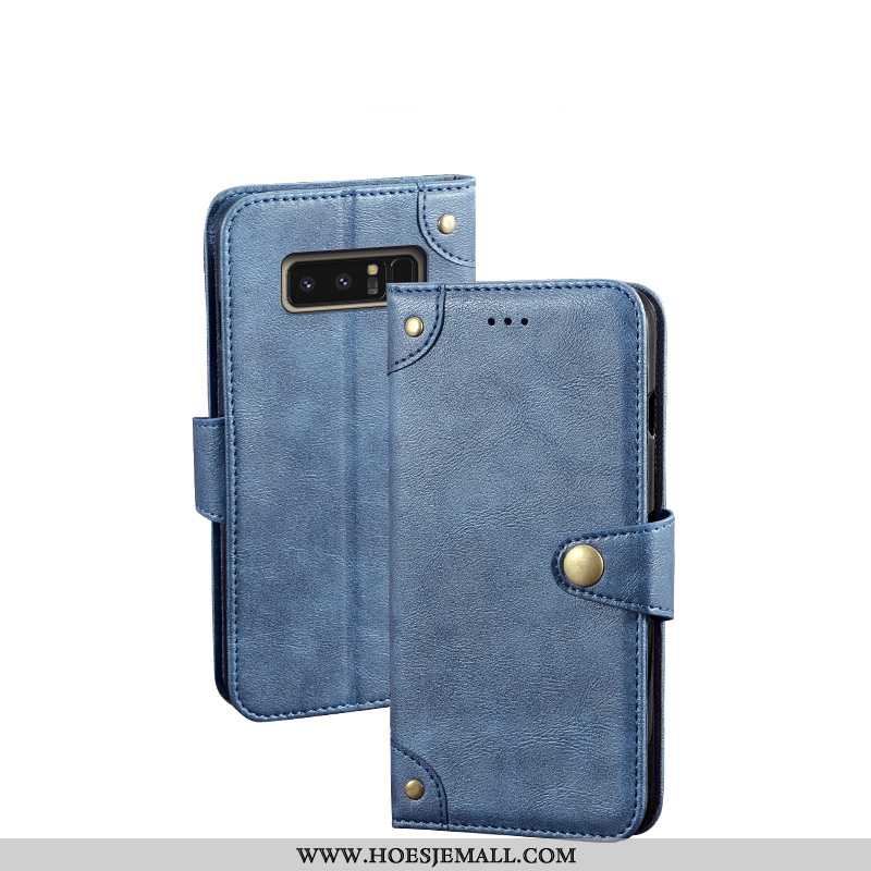 Hoesje Samsung Galaxy Note 8 Bescherming Leren Zacht Donkerblauw Mode Ster Trend Donkerblauwe
