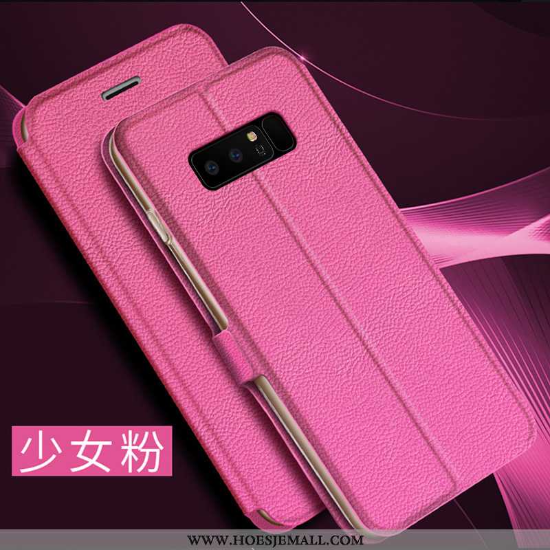 Hoes Samsung Galaxy Note 8 Trend Leren Hoesje Mobiele Telefoon Rood All Inclusive Anti-fall Roos