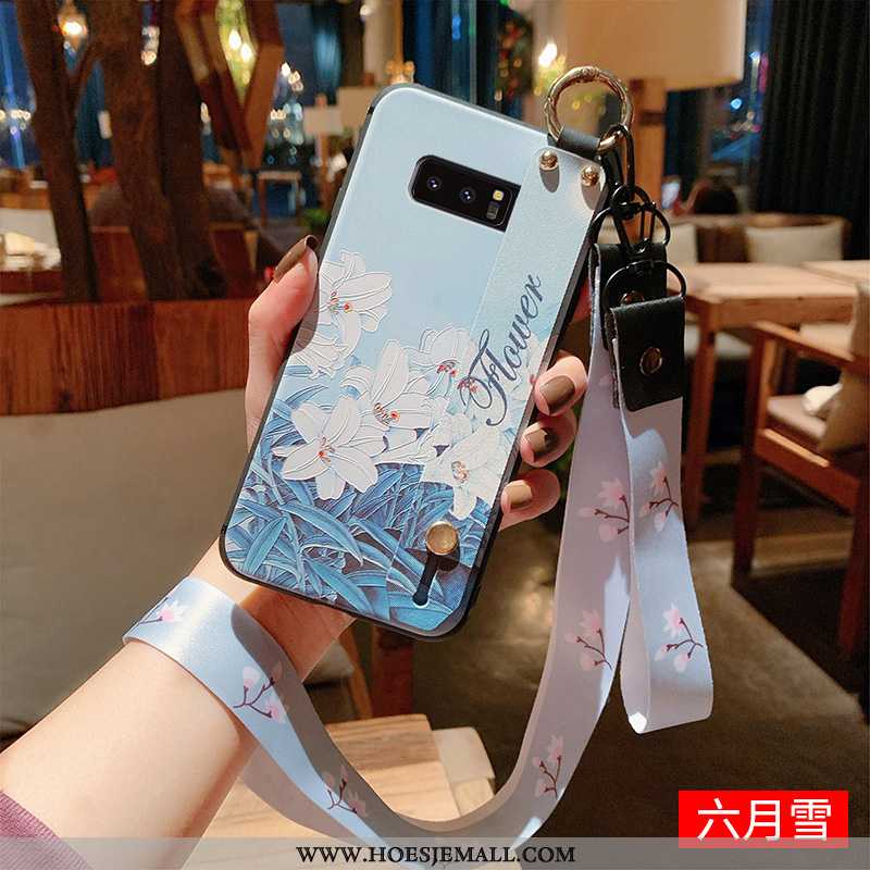 Hoesje Samsung Galaxy Note 8 Reliëf Opknoping Nek Hoes Ster Zacht Bloemen Chinese Stijl Blauwe