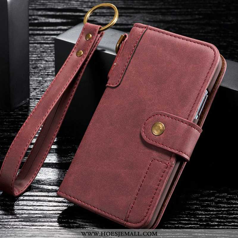 Hoesje Samsung Galaxy Note 8 Skärmskydd Leren Anti-fall Mobiele Telefoon Eenvoudige Folio Bordeaux