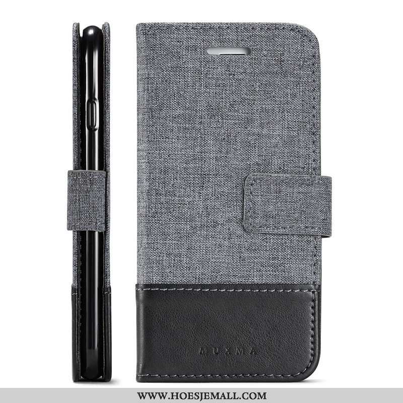 Hoesje Samsung Galaxy Note 8 Bescherming Leren Persoonlijk Folio Anti-fall Hoes Grijs