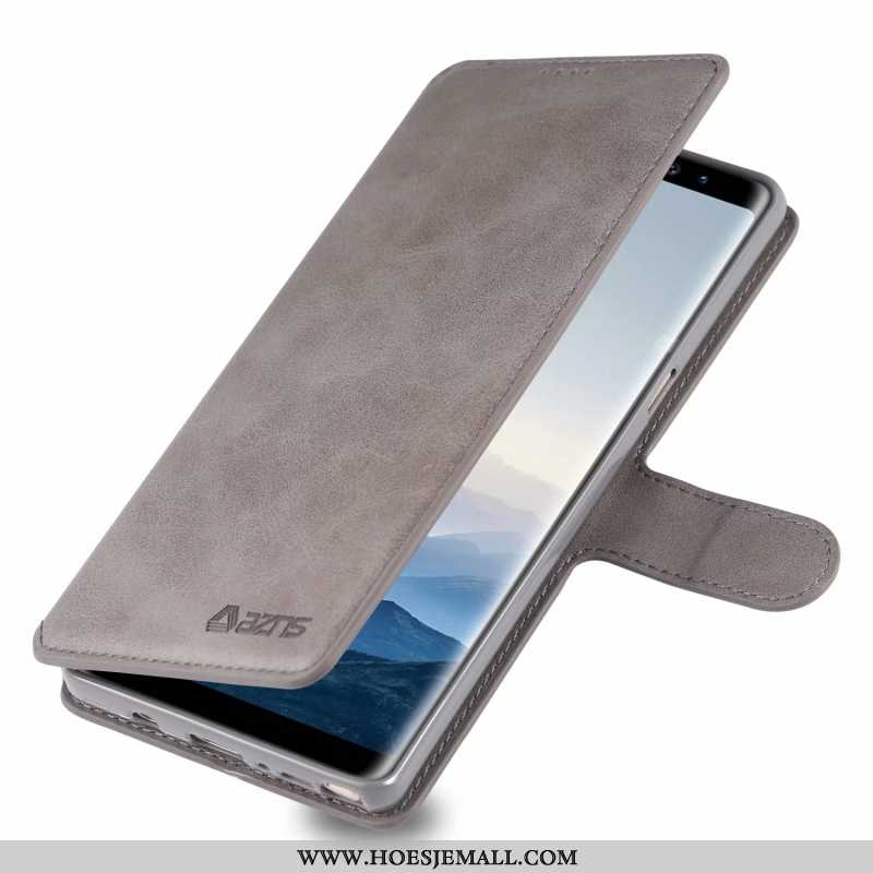 Hoesje Samsung Galaxy Note 8 Hanger Zacht Zwart Leren Bescherming Clamshell Zwarte