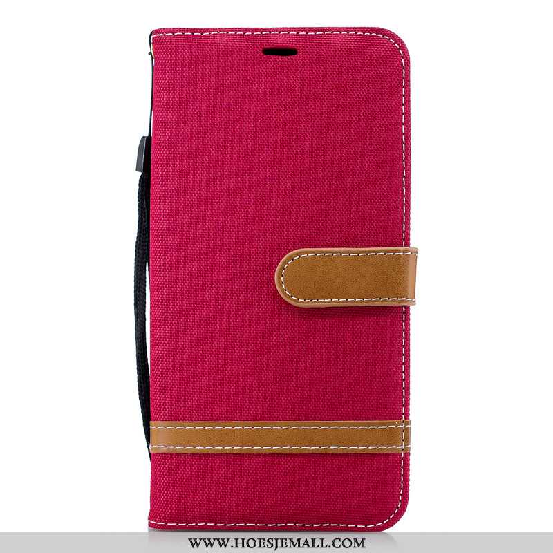 Hoes Samsung Galaxy Note 9 Bescherming Leren Hoesje Portemonnee Denim Mobiele Telefoon Rood Folio Ro