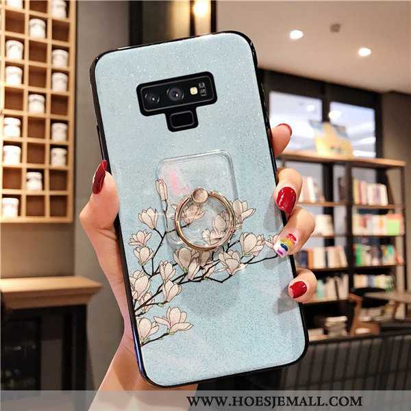 Hoes Samsung Galaxy Note 9 Zacht Siliconen Lichte Luxe Blauw Gesp Chinese Stijl Hoesje Blauwe