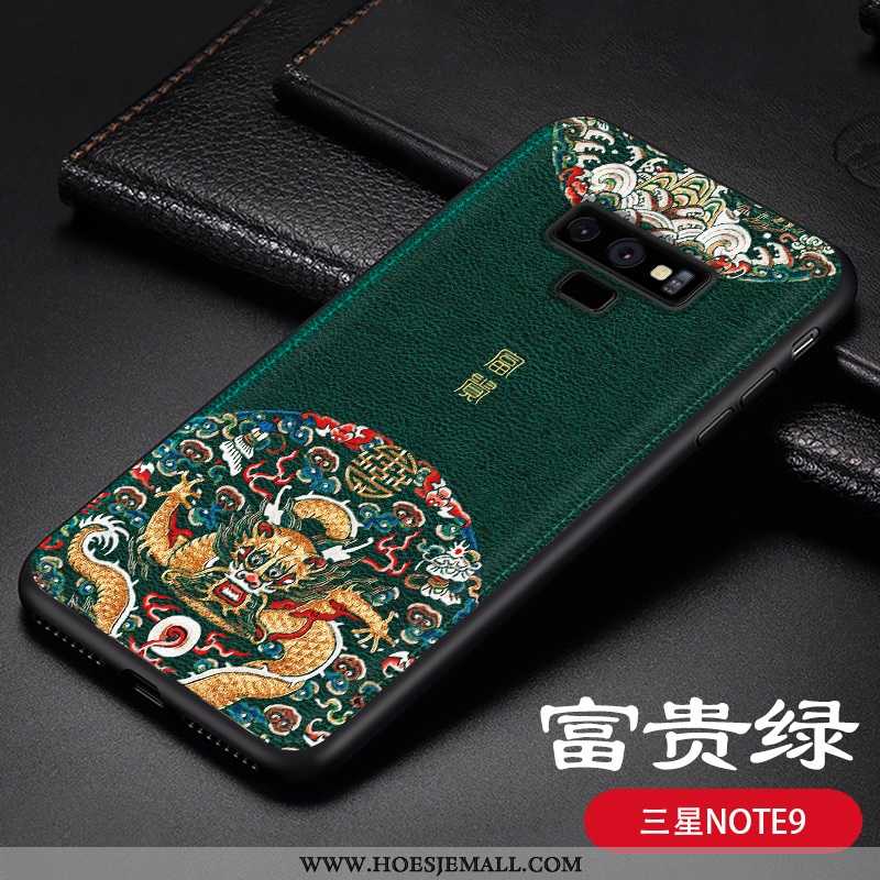 Hoesje Samsung Galaxy Note 9 Reliëf Trend Dragon Patroon Super Zacht Persoonlijk Wind Donkerblauwe