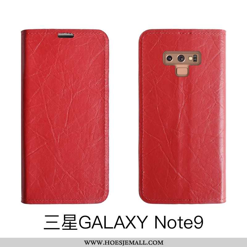 Hoes Samsung Galaxy Note 9 Leren Hoesje Bescherming Kaart Mobiele Telefoon Ster Rood Folio