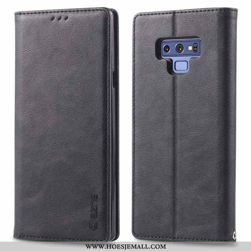 Hoesje Samsung Galaxy Note 9 Leren Siliconen Bruin Mobiele Telefoon Anti-fall Clamshell Bruine