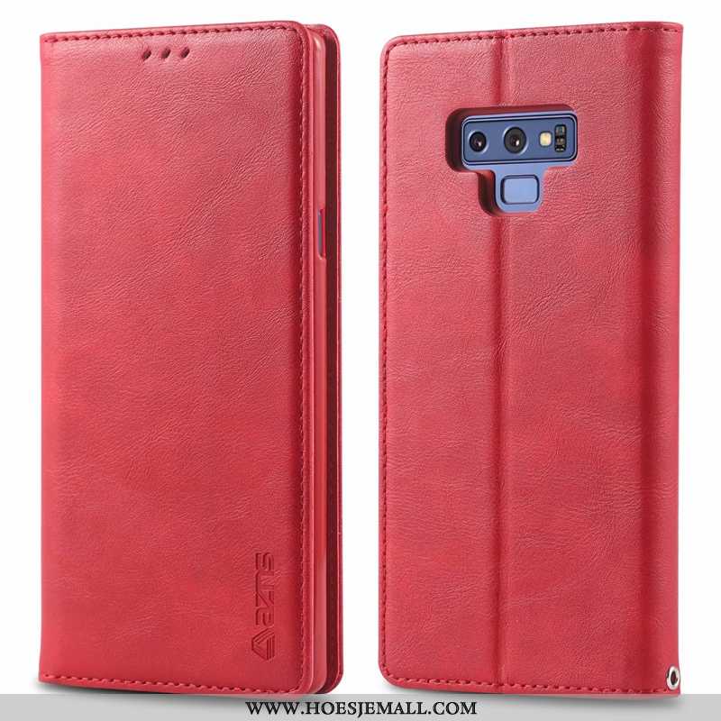 Hoesje Samsung Galaxy Note 9 Leren Siliconen Bruin Mobiele Telefoon Anti-fall Clamshell Bruine