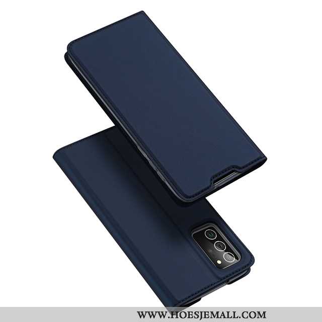 Hoesje Samsung Galaxy Note20 Dun Leren Mobiele Telefoon Anti-fall Ster Clamshell Super Zwarte