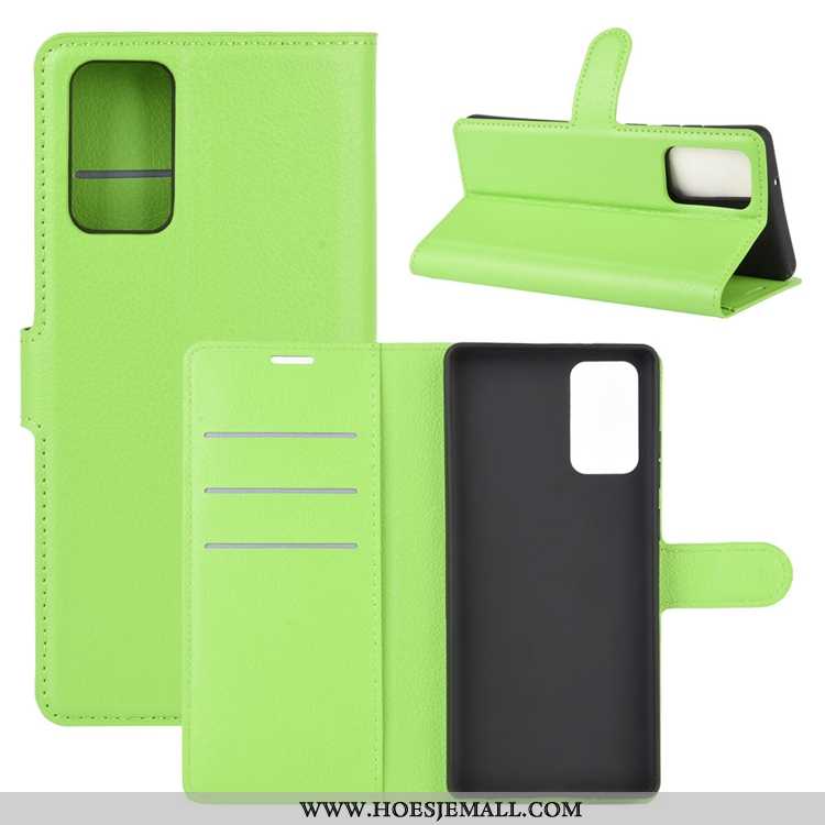 Hoes Samsung Galaxy Note20 Leren Hoesje Schrobben Ster Kaart Mobiele Telefoon Antislip Groen