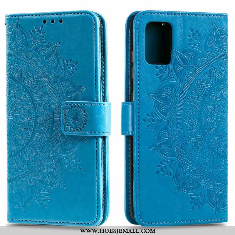 Hoesje Samsung Galaxy Note20 Leren Hoes Mobiele Telefoon Blauw Kaart Ster Clamshell Blauwe