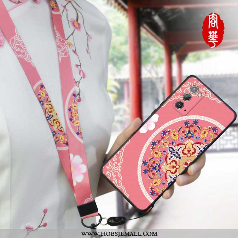 Hoesje Samsung Galaxy Note20 Schrobben Persoonlijk Siliconen Super Anti-fall Chinese Stijl Roze