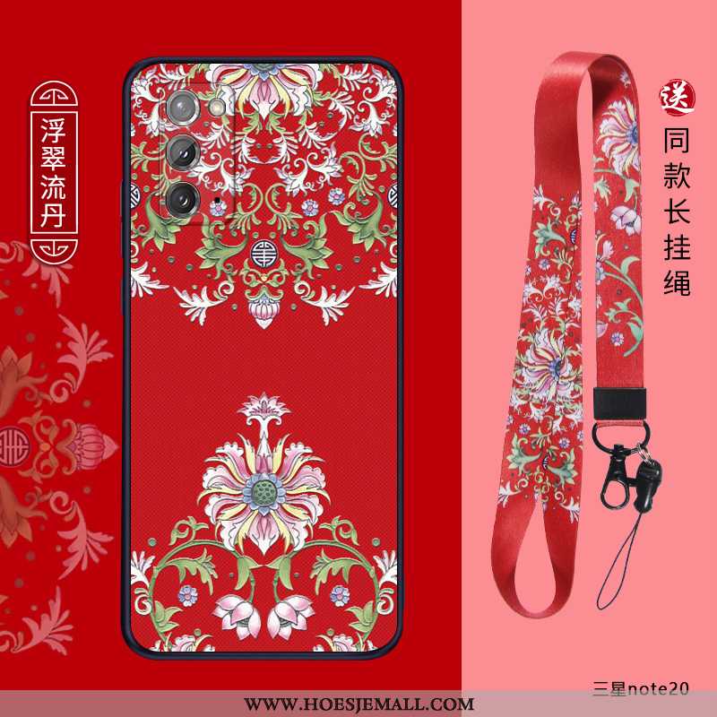 Hoesje Samsung Galaxy Note20 Schrobben Persoonlijk Siliconen Super Anti-fall Chinese Stijl Roze