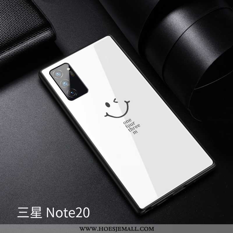 Hoes Samsung Galaxy Note20 Trend Glas Lovers Hoesje Anti-fall Tempereren Witte