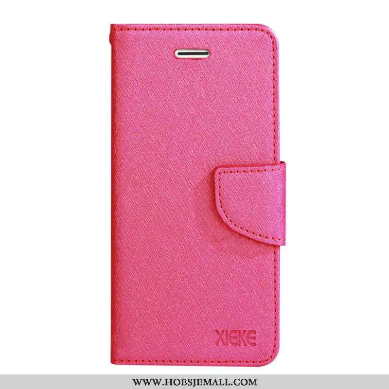 Hoesje Samsung Galaxy Note20 Leren Patroon Hoes Zijde Folio Rood Roos