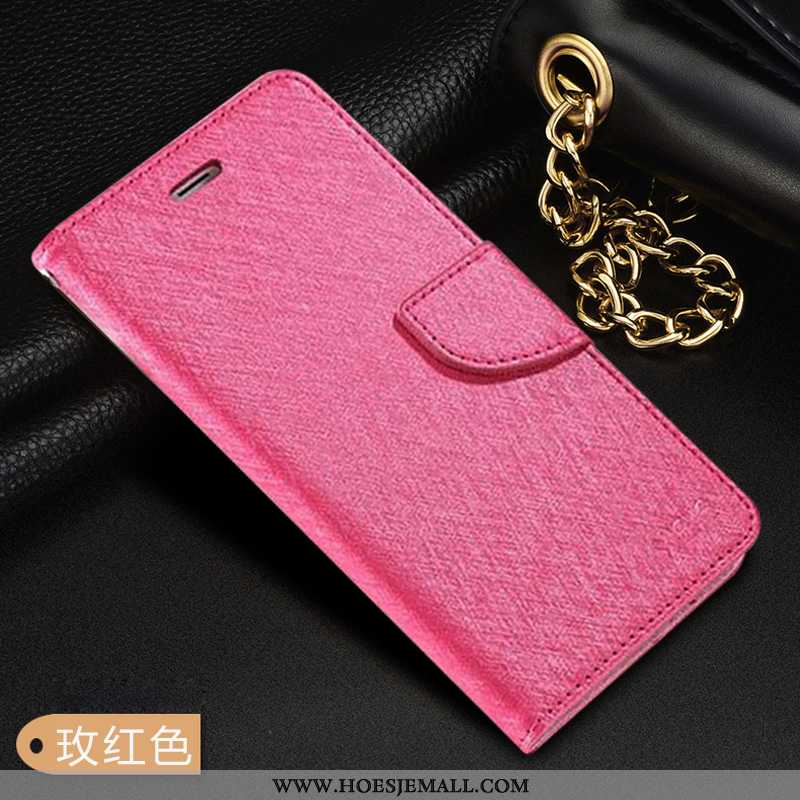 Hoesje Samsung Galaxy Note20 Leren Patroon Hoes Zijde Folio Rood Roos