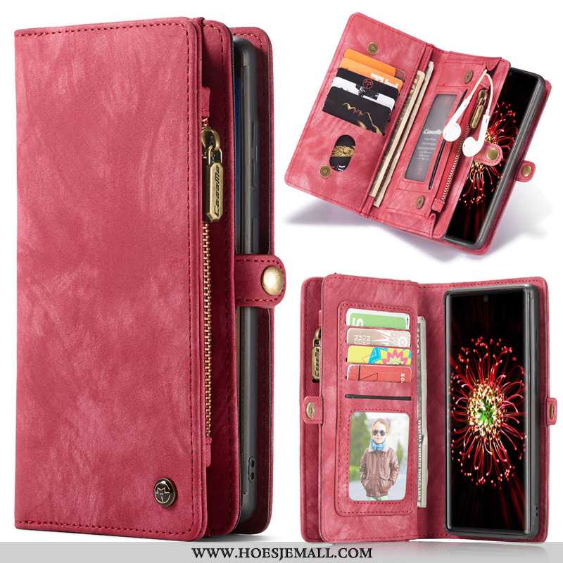 Hoesje Samsung Galaxy Note20 Ultra Leren Ster Mobiele Telefoon Folio Rood