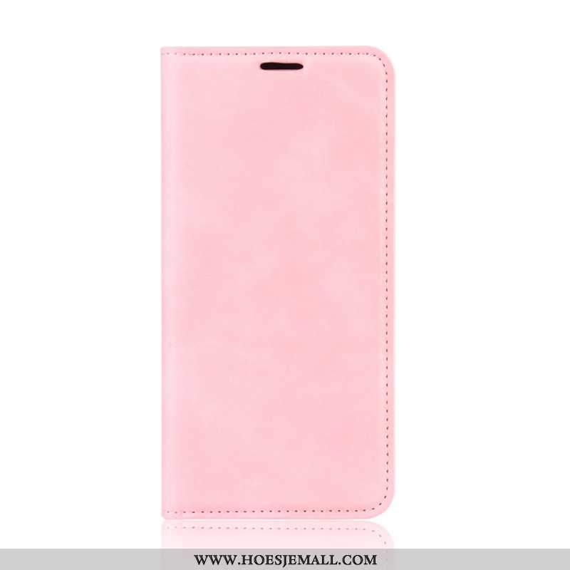 Hoes Samsung Galaxy Note20 Ultra Leren Hoesje Roze Anti-fall Folio Magnetisch Ondersteuning