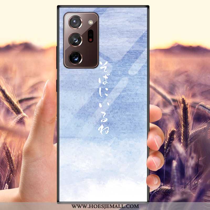 Hoesje Samsung Galaxy Note20 Ultra Glas Bescherming Anti-fall Spiegel Ster Pas Blauwe