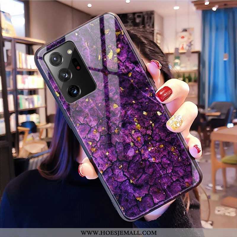 Hoesje Samsung Galaxy Note20 Ultra Patroon Glas Luipaard Mobiele Telefoon Purper Ster