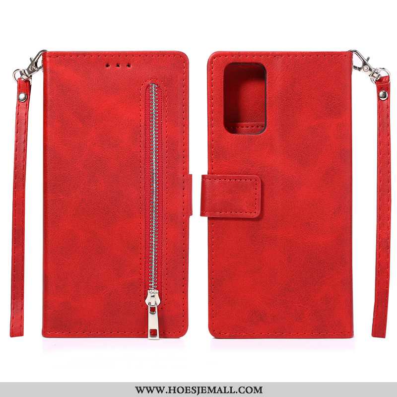 Hoes Samsung Galaxy Note20 Ultra Leren Hoesje Ster Mobiele Telefoon Rood