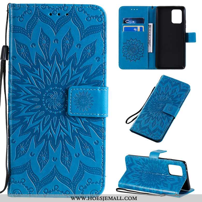 Hoes Samsung Galaxy S10 Lite Leren Hoesje Bescherming All Inclusive Anti-fall Blauw Folio Blauwe