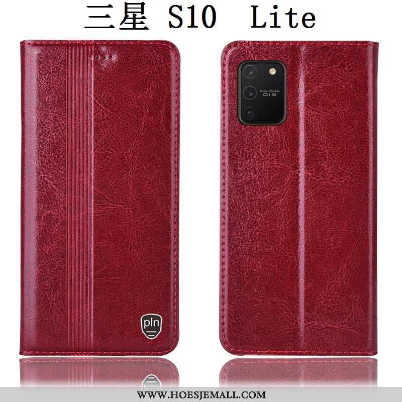 Hoes Samsung Galaxy S10 Lite Leren Hoesje Bescherming Folio Bruin Ster All Inclusive Bruine