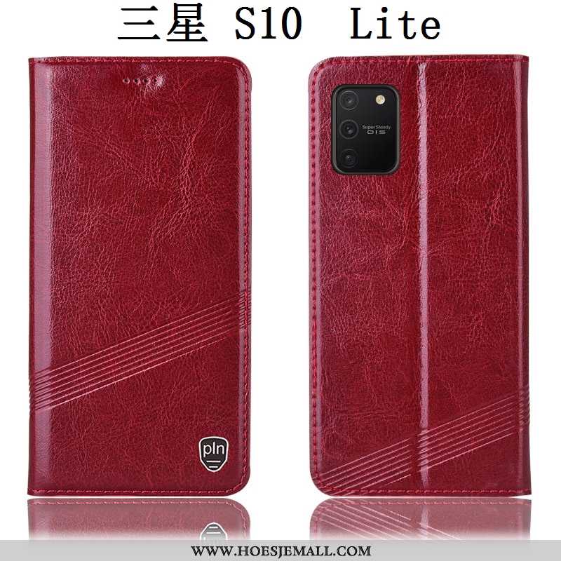 Hoesje Samsung Galaxy S10 Lite Bescherming Echt Leer Mobiele Telefoon Rood Hoes Ster