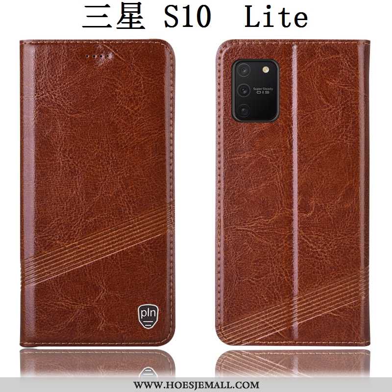 Hoesje Samsung Galaxy S10 Lite Bescherming Echt Leer Mobiele Telefoon Rood Hoes Ster