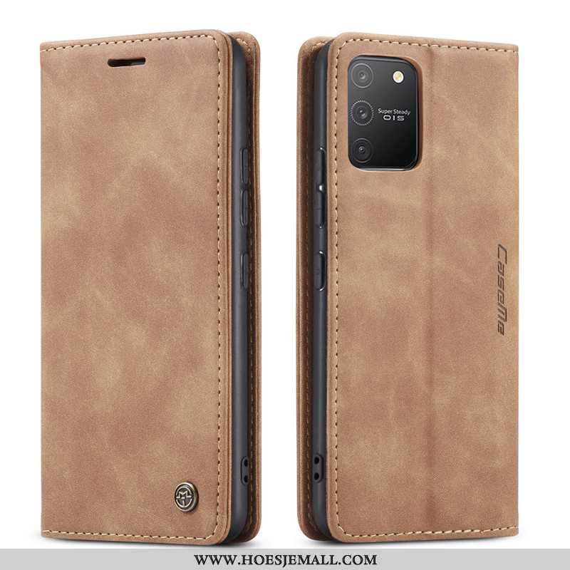 Hoesje Samsung Galaxy S10 Lite Scheppend Portemonnee Mobiele Telefoon Leren Khaki Ster