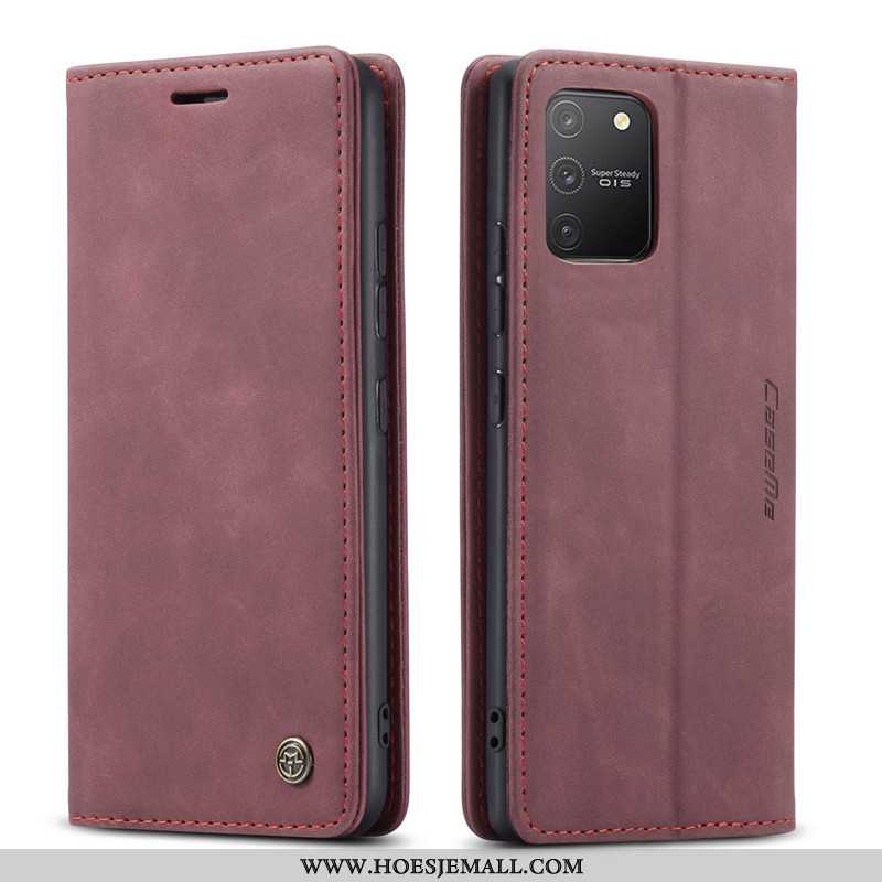 Hoesje Samsung Galaxy S10 Lite Scheppend Portemonnee Mobiele Telefoon Leren Khaki Ster