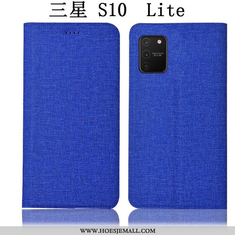 Hoes Samsung Galaxy S10 Lite Bescherming Katoen En Linnen Anti-fall Hoesje Leren Ster Blauwe