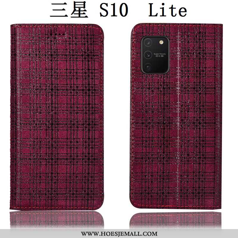 Hoesje Samsung Galaxy S10 Lite Bescherming Leren Folio Hoes Fluweel Bruin Mobiele Telefoon Bruine