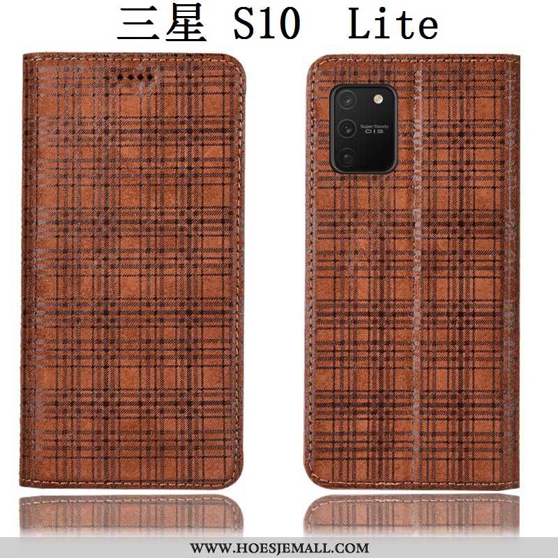 Hoesje Samsung Galaxy S10 Lite Bescherming Leren Folio Hoes Fluweel Bruin Mobiele Telefoon Bruine