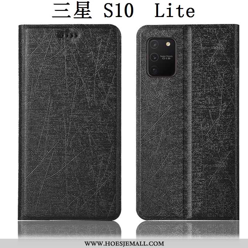 Hoesje Samsung Galaxy S10 Lite Leren Bescherming Anti-fall Zwart Ster Zijde Hoes Zwarte