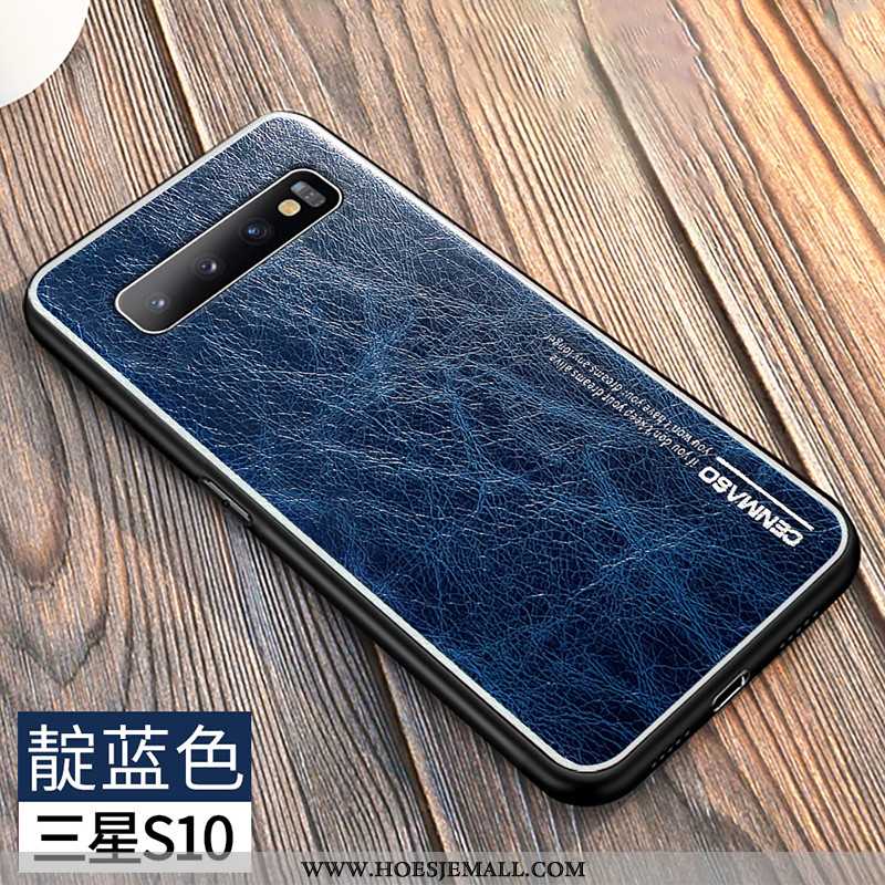 Hoesje Samsung Galaxy S10 Bescherming Schrobben Zwart All Inclusive Anti-fall Echt Leer Leer Zwarte