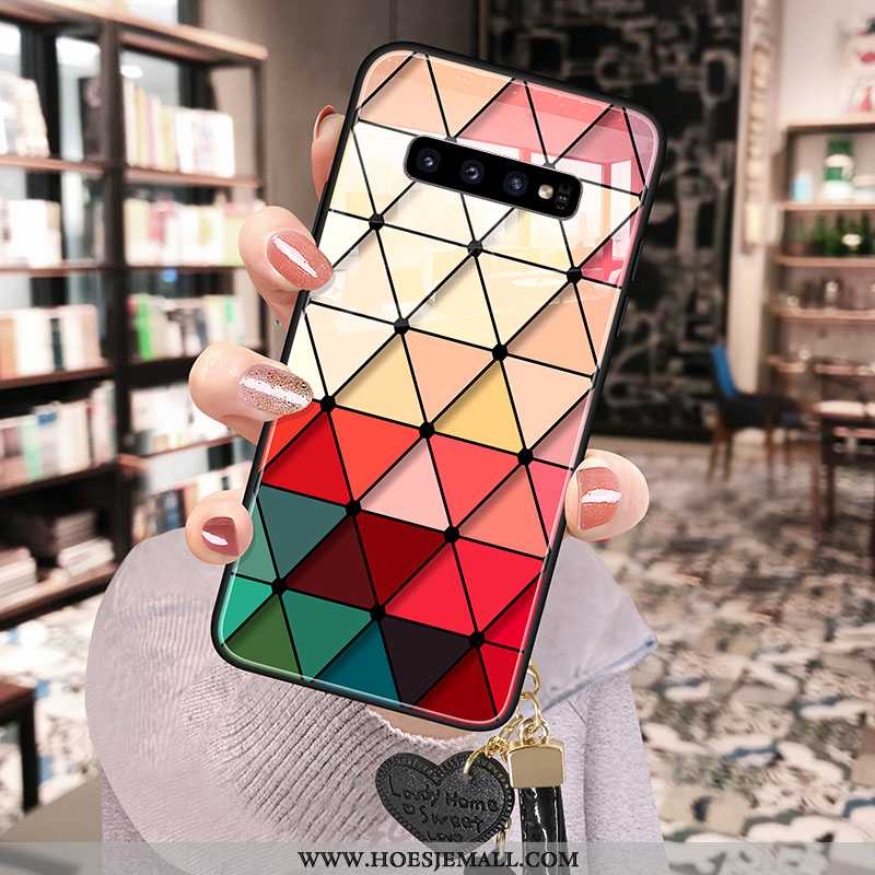 Hoesje Samsung Galaxy S10 Trend Glas Anti-fall Hanger Ster Mobiele Telefoon Persoonlijk Rood