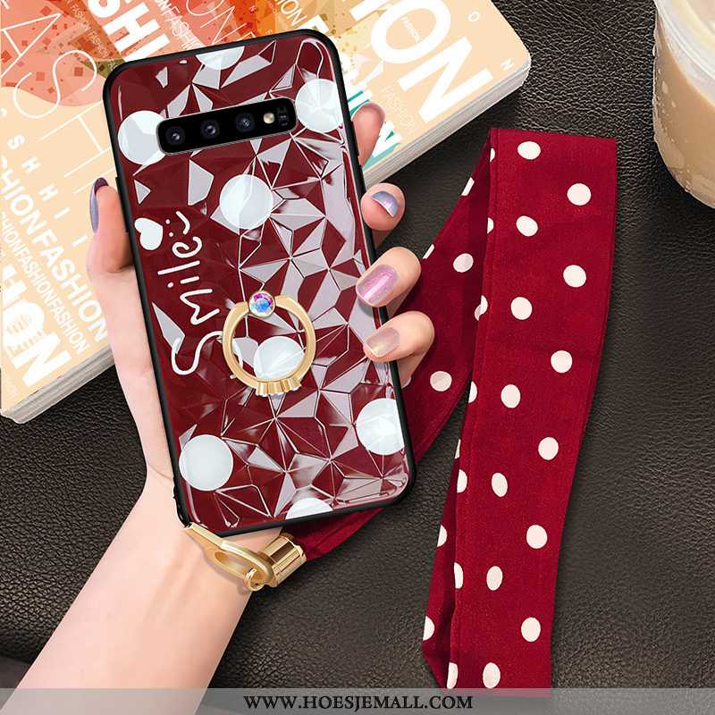 Hoes Samsung Galaxy S10 Patroon Hoesje Eenvoudige Mobiele Telefoon Ster Rood