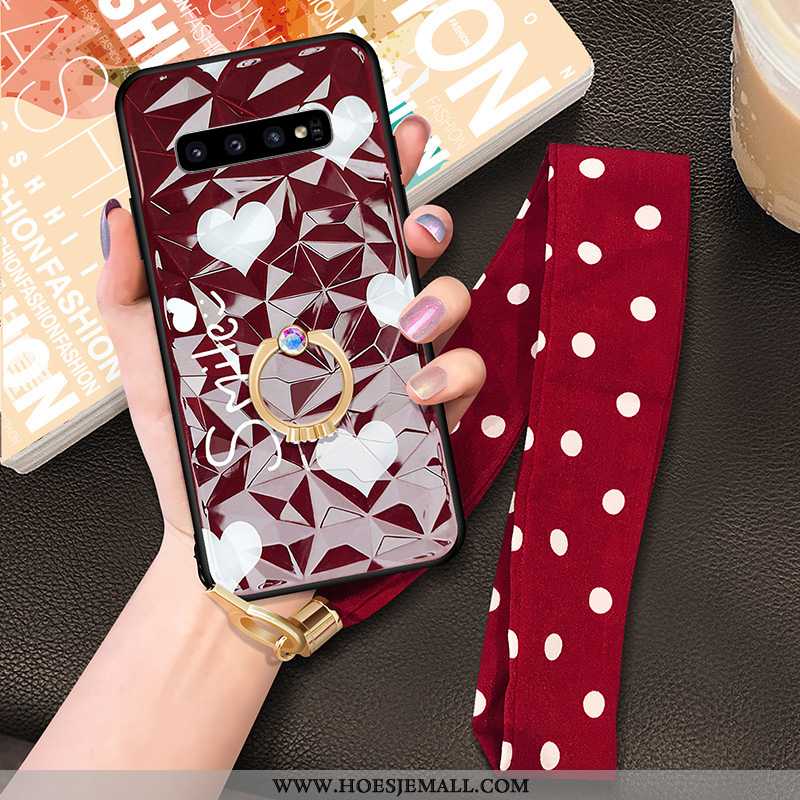 Hoes Samsung Galaxy S10 Patroon Hoesje Eenvoudige Mobiele Telefoon Ster Rood